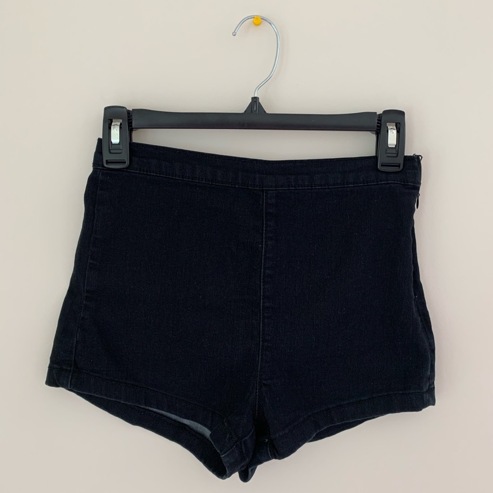 black high waisted denim like shorts